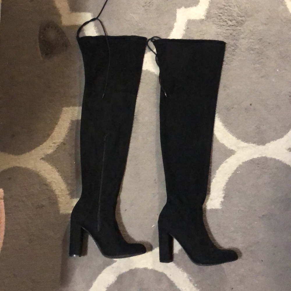 OTK Black Suede High Heeled Boots